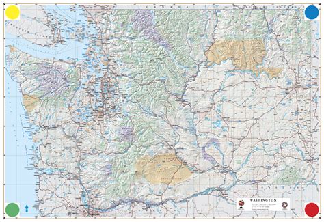 Large detailed physical and road map of Washington. Washington large ...