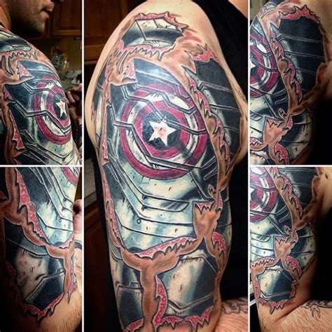 70 Captain America Tattoo Designs For Men - Superhero Ink Ideas