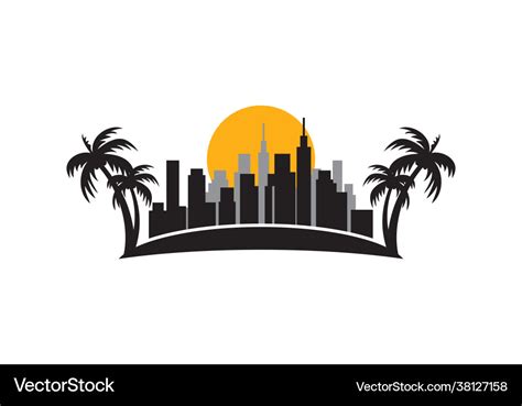 Miami skyline logo design Royalty Free Vector Image