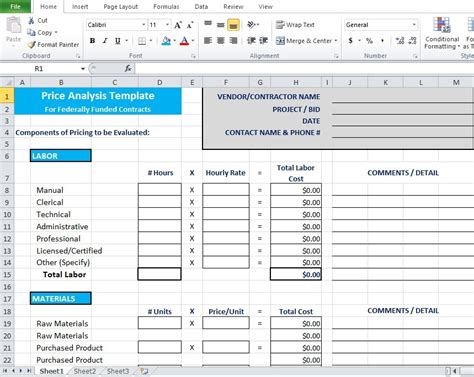 Price Analysis Spreadsheet Template - Excel Tmp