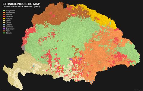 Ethnic/Linguistic Map of the Kingdom of Hungary (1910 & how it would ...