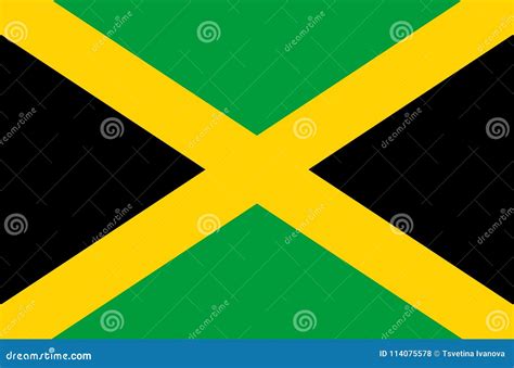 Jamaican National Flag, Official Flag Of Jamaica Accurate Colors Vector ...