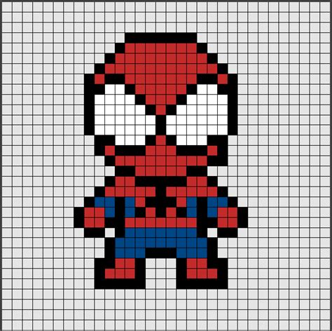 easy pixel art - Patrones de Hama Beads de Spiderman [pixel art ...