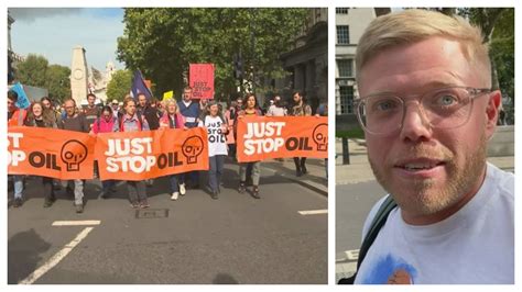 Comedian Rob Beckett accidentally leads Just Stop Oil protest | ITV ...