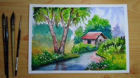 Simple Easy Landscape Drawing With Watercolor