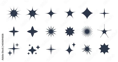 Minimal silhouette stars sparkle icon, twinkle star shape contemporary ...