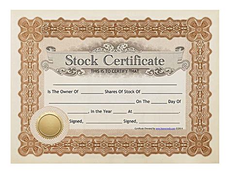 Printable Stock Certificate Brown Frame , Stock Certificate Template ...