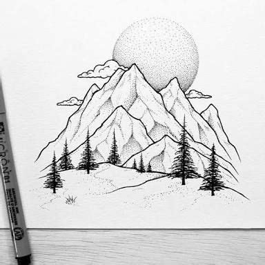 Mountain sunsets over hike | Sketches, Cool drawings, Mountain wall ...