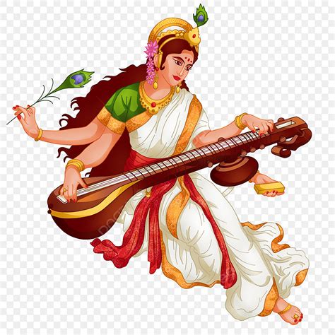 Vasant Panchami Hd Transparent, Illustration Of Indian Goddess Of ...