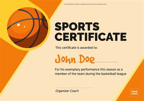 Free sport certificate templates