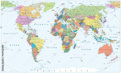 Political World Map With Cities