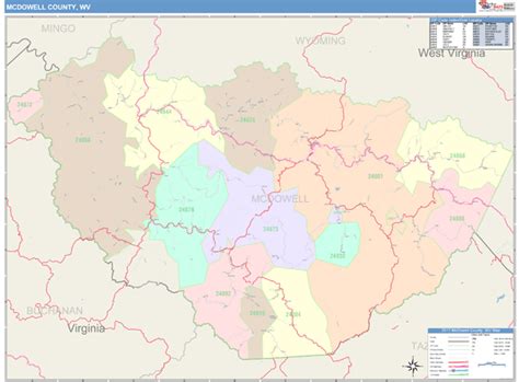 McDowell County, WV Wall Map Color Cast Style by MarketMAPS