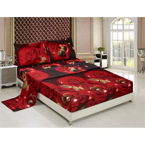 Unique Home Rose and Rings 3D Luxury 4 Piece Sheet Set Super Soft ...