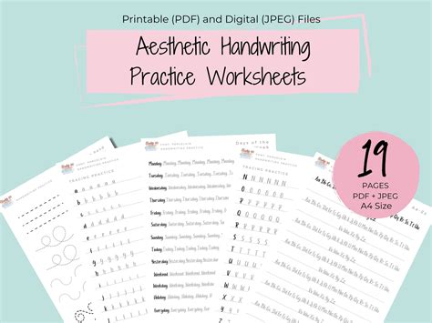 Aesthetic Handwriting Practice Worksheets Printable - Etsy UK