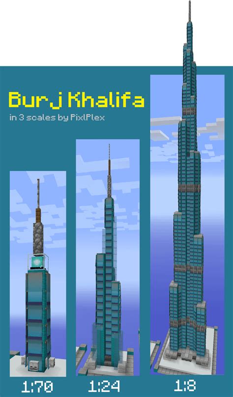 Burj Khalifa built in 3 scales : r/Minecraft