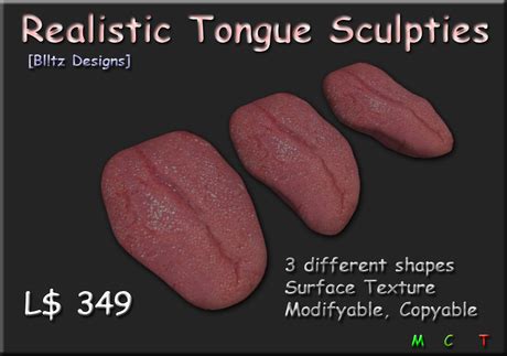 Second Life Marketplace - 3 Realistic Sculpted Tongue Sculpts [BOXED]