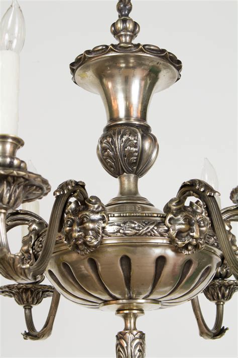 Antique Silver Satyr Six Arm Chandelier - Appleton Antique Lighting