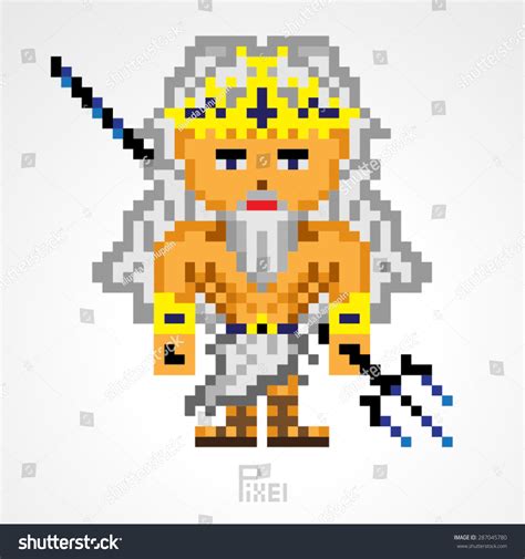 Pixel Character Poseidon Greek Mythology Gods: vector de stock (libre ...