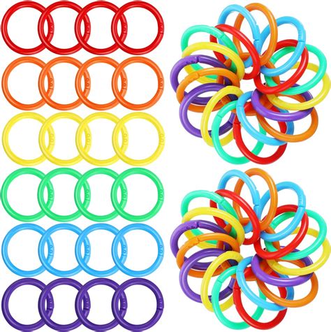 144 Pieces Plastic Binder Rings Plastic Loose Leaf Rings Multi-Color ...