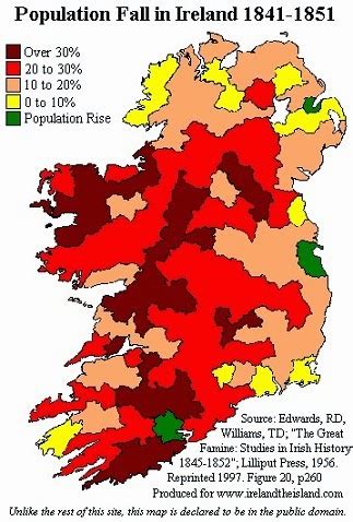 History Map Ireland: 1845 Great Irish Famine