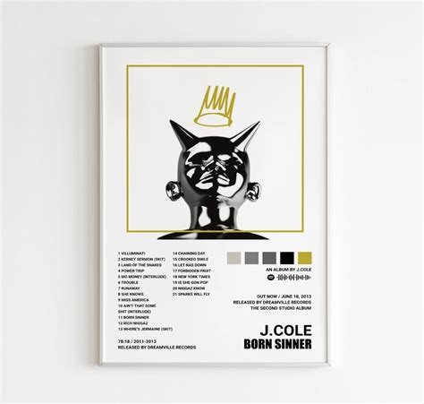 J. Cole Posters, Born Sinner Poster, Album Cover Poster, Poster Print ...