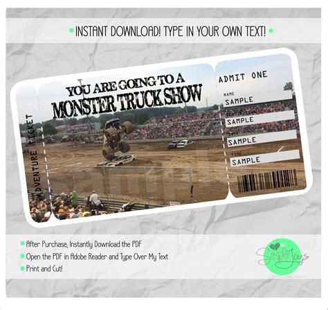 Printable Monster Jam Tickets - Printable Word Searches