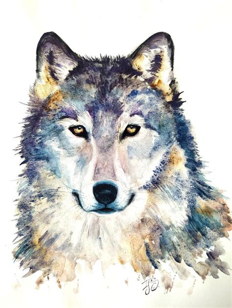 Wolf Wild Animals Watercolor Painting by Elena Nizhegorodova | Saatchi Art