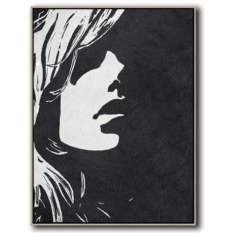 Hand-painted black and white Minimal painting on canvas – CZ Art Design