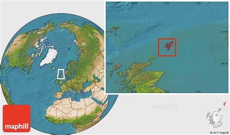 Satellite Location Map of Shetland Islands