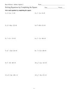 Completing The Square Worksheet 1 Answer Key tiannenr