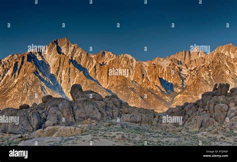 Eastern Sierra Nevada, Lone Pine Peak on left, Mount Whitney near ...