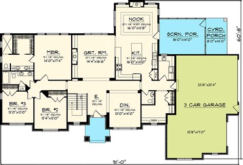 Rambling 3 Bedroom Ranch Home Plan - 89828AH | Architectural Designs ...