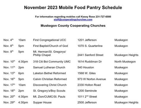 Mobile Food Pantry Schedule : r/Muskegon