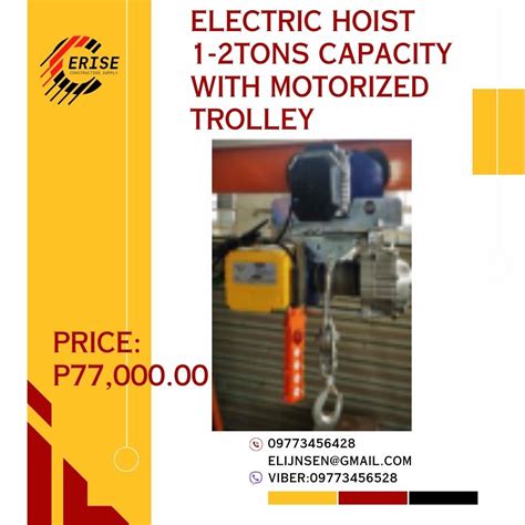 ELECTRIC HOIST 1-2TONS CAPACITY WITH MOTORIZED TROLLEY, Commercial ...