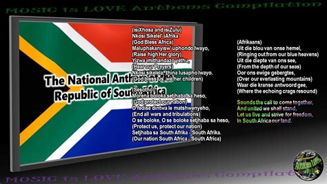 South Africa National Anthem INSTRUMENTAL with lyrics in 4 Official ...