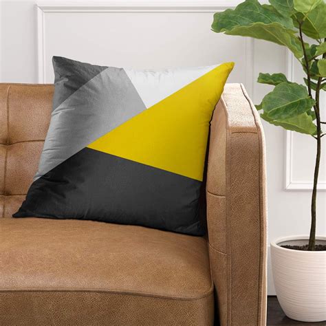 Emvency - Throw Pillow Cover Contemporary Simple Modern Gray Yellow And ...