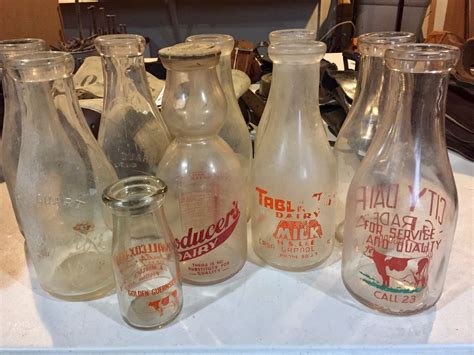 10 Vintage Milk Bottles