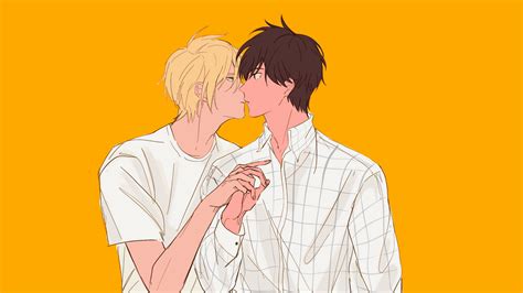 Ash Lynx Eiji Okumura Yaoi In Dark Yellow Background HD Banana Fish ...