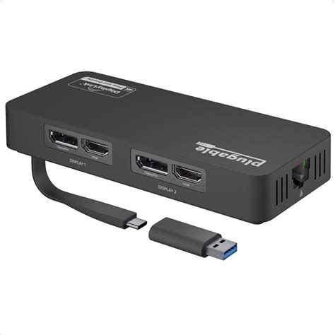 Plugable USB 3.0 and USB-C 4K DisplayPort and HDMI Dual Monitor Adapte ...