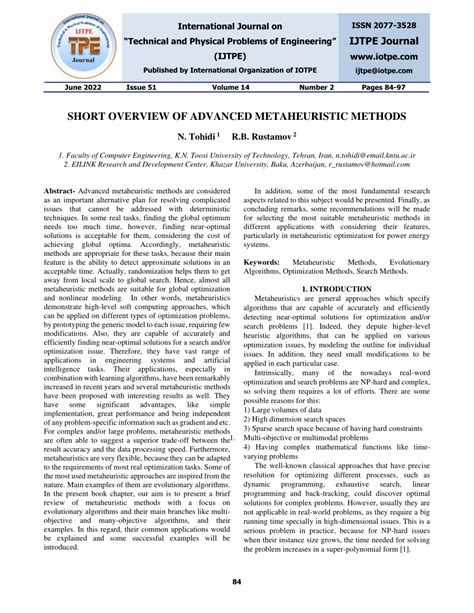 (PDF) Short Overview of Advanced Metaheuristic Methods