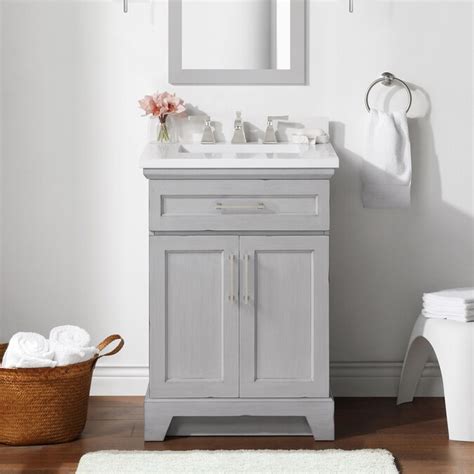 allen + roth Felix 24-in Vintage Gray Single Sink Bathroom Vanity with ...