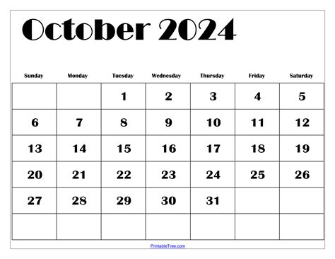 2024 October Calendar Printable Free Pdf Blank Calendar - 2024 Calendar ...