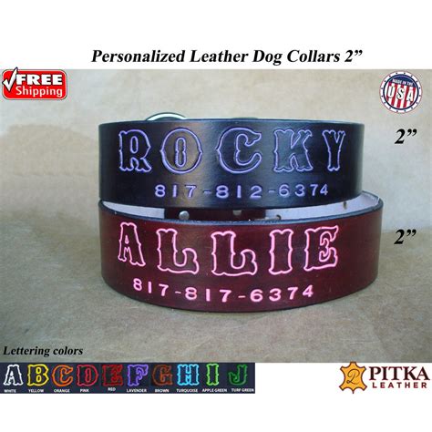 Big Dog Name Collar Custom Made Leather Dog Collars in - Etsy