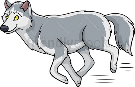 Wolf Running Cartoon Clipart Vector - FriendlyStock