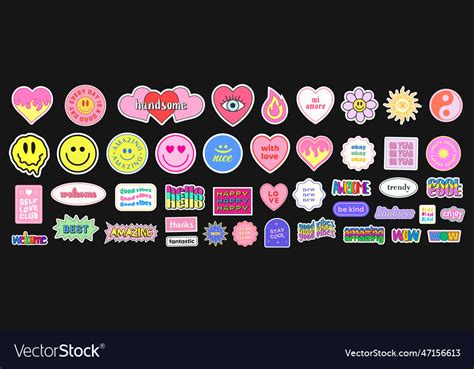 Pop art sticker pack collections of cute emoji Vector Image