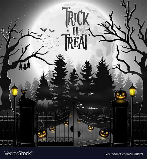 Halloween background with spooky graveyard Vector Image