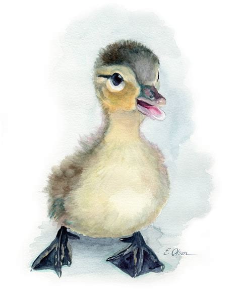 Duckling Art Gift Baby Duck Art Print Watercolor Duck Print | Etsy