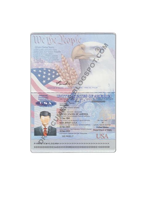 US Passport Template Editable PSD