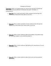 hook_sentence_worksheet - Hook Sentence Worksheet:D Directions Write a ...