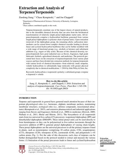 (PDF) Extraction and Analysis of Terpenes/Terpenoids: Extraction and ...